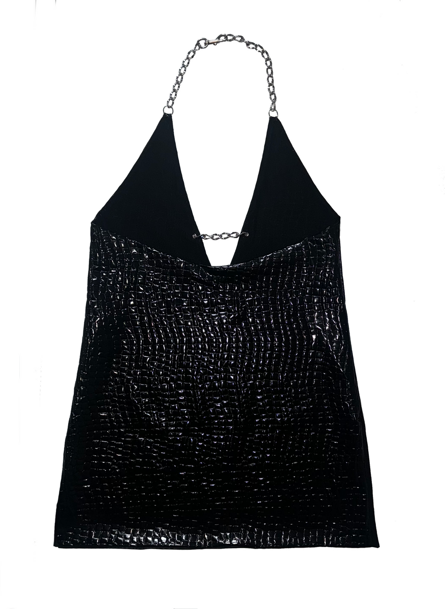 black metal mesh dress BLACK ECHOES VINYL DRESS – Amor y Dinero