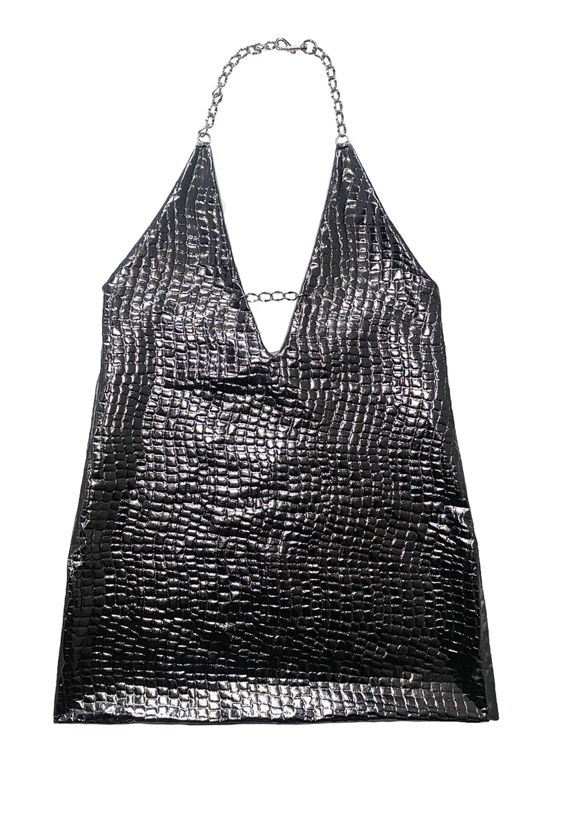 CHROME ECHOES VINYL DRESS  Amor y Dinero