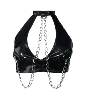 Pierced Halter Vinyl Top
